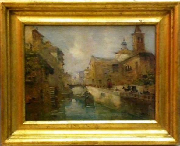 fortunato zangli a firma g. riva - milano san marco - olio su tavola cm. 18 x 24
